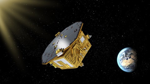 The LISA Pathfinder spacecraft, which launched on Dec. 3, 2015, from Kourou, French Guiana, will help pave the way for a mission to detect gravitational waves. (ESA) The LISA Pathfinder spacecraft, which launched on Dec. 3, 2015, from Kourou, French Guiana, will help pave the way for a mission to detect gravitational waves. (ESA)