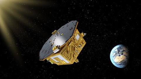 The LISA Pathfinder spacecraft, which launched on Dec. 3, 2015, from Kourou, French Guiana, will help pave the way for a mission to detect gravitational waves. (ESA)