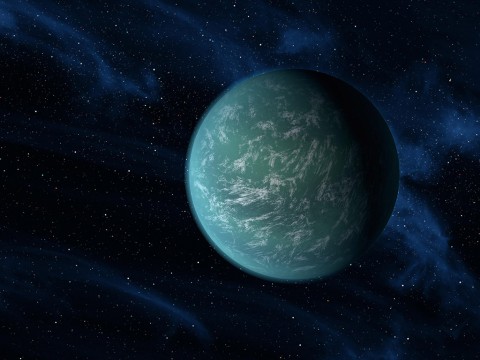 Super-Earth Kepler-22b may not hide an army of clones, but it may resemble the grey water-world of Kamino with its own super ocean. While the true composition of Kepler-22b's surface is unknown, an ocean world about the size of Earth could be comfortably habitable. (NASA/Ames/JPL-Caltech)