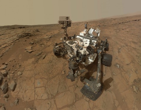 This self-portrait of NASA's Mars rover Curiosity combines dozens of exposures taken by the rover's Mars Hand Lens Imager (MAHLI) during the 177th Martian day, or sol, of Curiosity's work on Mars (Feb. 3, 2013), plus three exposures taken during Sol 270 (May 10, 2013) to update the appearance of part of the ground beside the rover. (NASA)