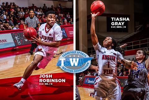 Austin Peay's Tiasha Gray and Josh Robinson get TSWA Player of the Week honors. (APSU Sports Information)