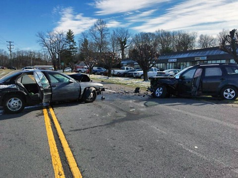 Clarksville Police Officers respond to traffic accident on Kraft street Monday morning.