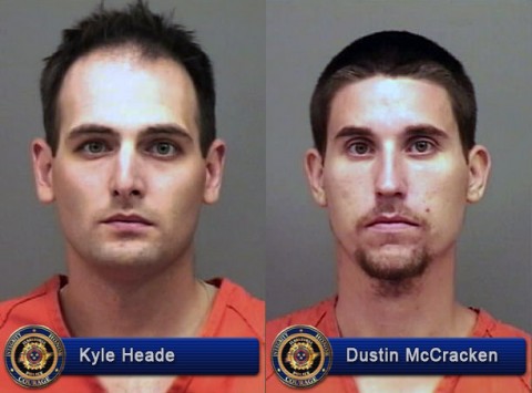 Kyle Heade, Dustin McCracken and Theresa Cobb (not pictured) are wanted in connection to the shooting at Bojangles' Restaurant on Tiny Town Road.