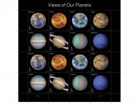 With this pane of 16 Forever stamps, the Postal Service showcases some of the more visually compelling historic, full-disk images of the planets obtained during the last half-century of space exploration. Eight new colorful Forever stamps, each shown twice, feature Mercury, Venus, Earth, Mars, Jupiter, Saturn, Uranus and Neptune. Some show the planets’ “true color” — what one might see if traveling through space. Others use colors to represent and visualize certain features of a planet based in imaging data. Still others use the near-infrared spectrum to show things that cannot be seen by the human eye. (USPS/Antonio Alcalá © 2016 USPS)