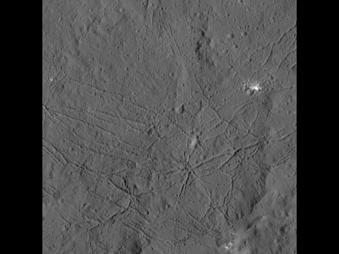 The fractured floor of Dantu Crater on Ceres is seen in this image from NASA's Dawn spacecraft. (NASA/JPL-Caltech/UCLA/MPS/DLR/IDA)