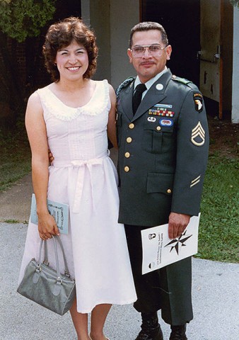 Retired Staff Sgt. Tomas Rodriguez Sr. poses for a photo at Fort Campbell in 1990, following his graduation from the Basic Noncommissioned Officer Course, now known as Basic Leaders Course. Rodriguez Sr. served with the 3rd Brigade, 101st Airborne Division in the 1970s and again in the 1990s. (Courtesy Photo)