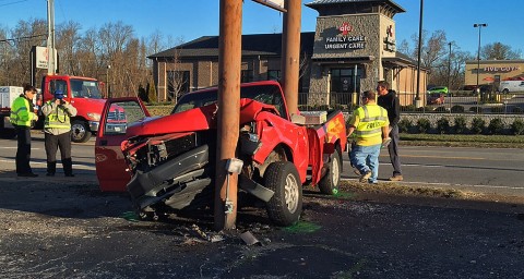 Clarksville Police Officers respond to crash on Madison Street Monday morning. (CPD) Clarksville Police Officers respond to crash on Madison Street Monday morning. (CPD)