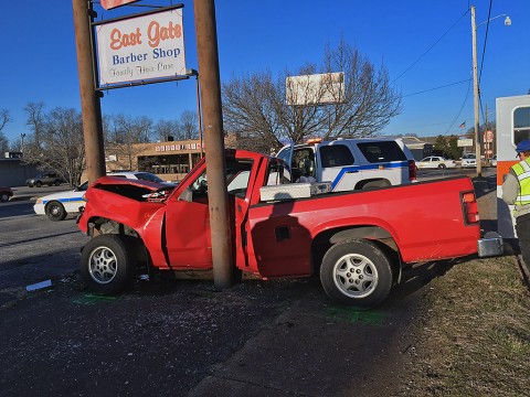 Clarksville Police Officers respond to crash on Madison Street Monday morning. (CPD)