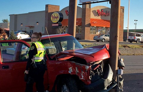 Clarksville Police Officers respond to crash on Madison Street Monday morning. (CPD)