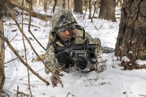 Pfc. Danny Morgan, a M249 light machine gun operator for 2nd platoon, Able Company, 1st Battalion, 506th Infantry Regiment, 1st Brigade Combat Team, 101st Airborne Division (Air Assault), returns fire acting as team leader during a training exercise February 10, 2016. (Sgt. Samantha Stoffregen, 1st Brigade Combat Team, 101st Airborne Division (Air Assault) Public Affairs) Pfc. Danny Morgan, a M249 light machine gun operator for 2nd platoon, Able Company, 1st Battalion, 506th Infantry Regiment, 1st Brigade Combat Team, 101st Airborne Division (Air Assault), returns fire acting as team leader during a training exercise February 10, 2016. (Sgt. Samantha Stoffregen, 1st Brigade Combat Team, 101st Airborne Division (Air Assault) Public Affairs)