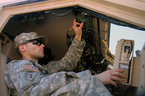 Spc. Johnny Marmolejo, a wheeled vehicle mechanic with Company J, 1st Battalion, 26th Infantry Regiment, 2nd Brigade Combat Team, 101st Airborne Division, works on a vehicle at the Joint Readiness Training Center in Fort Polk, La., Feb. 16, 2016. Support elements play a crucial role in the success of any mission. (Staff Sgt. Sierra A. Fown, 2nd Brigade Combat Team, 101st Airborne Division (Air Assault) public affairs)