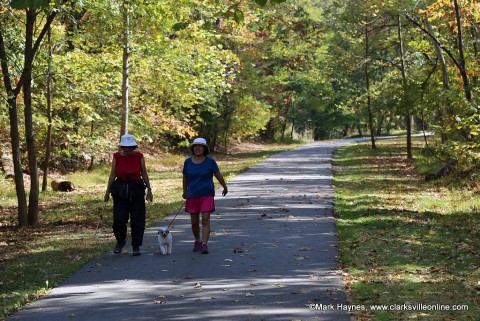 Walking outdoors.