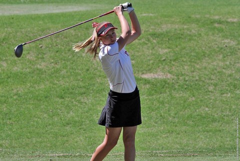 Austin Peay senior Jessica Cathey shoots a 3 over 74 to sit in a third-place tie after the first round of Saluki Invitational Sunday. (APSU Sports Information)