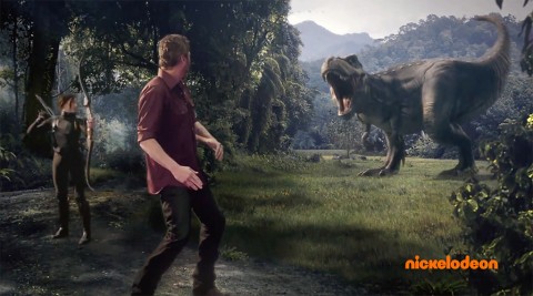 T-Rex dinosaur chasing Nickelodeon's Kids Choice Awards host Blake Shelton. T-Rex was animated by APSU professor Scott Raymond. T-Rex dinosaur chasing Nickelodeon's Kids Choice Awards host Blake Shelton. T-Rex was animated by APSU professor Scott Raymond.