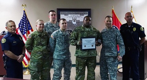 SGT Jamil Moore recognized for his efforts on February 28th, 2016 that led to the arrest of a vehicle burglar. SGT Jamil Moore recognized for his efforts on February 28th, 2016 that led to the arrest of a vehicle burglar.