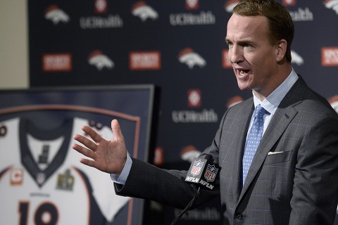 Denver Broncos quarterback Peyton Manning speaks during his retirement announcement press conference at the UCHealth Training Center. (Ron Chenoy-USA TODAY Sports)