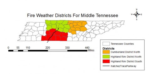 Fire Weather Districts for Middle Tennessee