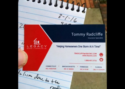 Legacy Building and Contracting Inc. business card - front. Legacy Building and Contracting Inc. business card - front.