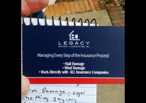 Legacy Building and Contracting Inc. business card - back.