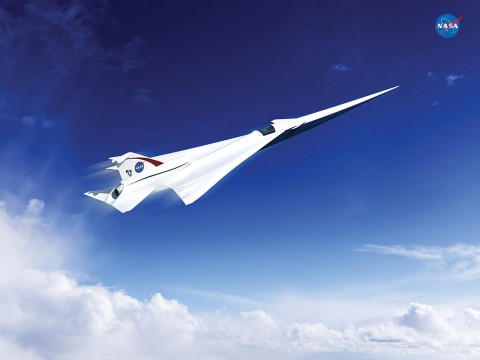 This is an artist’s concept of a possible Low Boom Flight Demonstration Quiet Supersonic Transport (QueSST) X-plane design. The award of a preliminary design contract is the first step towards the possible return of supersonic passenger travel – but this time quieter and more affordable. (Lockheed Martin)