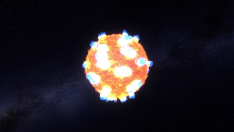 The brilliant flash of an exploding star's shockwave -- what astronomers call the "shock breakout" -- is illustrated in artist's concept. (NASA Ames, STScI/G. Bacon) The brilliant flash of an exploding star's shockwave -- what astronomers call the "shock breakout" -- is illustrated in artist's concept. (NASA Ames, STScI/G. Bacon)