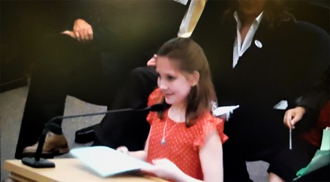 Clarksville's Ryann Smith, 4th grader at Moore Magnet Elementary School, testifies at the Education Administration and Planning Sub Committee about overcoming dyslexia on March 1st.