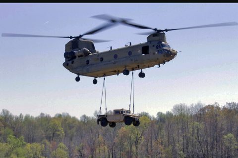A CH-47 Chinook helicopter transports a Humvee after the sling load team from 227th Quartermaster Company, 129th Combat Sustainment Support Battalion, 101st Airborne Division Sustainment Brigade, 101st Airborne Division (Air Assault), attached the vehicle to the aircraft during battalion’s field training exercise on Fort Campbell, Ky., April 12, 2016. (U.S. Army Sgt. Neysa Canfield, 101st Sustainment Brigade Public Affairs) A CH-47 Chinook helicopter transports a Humvee after the sling load team from 227th Quartermaster Company, 129th Combat Sustainment Support Battalion, 101st Airborne Division Sustainment Brigade, 101st Airborne Division (Air Assault), attached the vehicle to the aircraft during battalion’s field training exercise on Fort Campbell, Ky., April 12, 2016. (U.S. Army Sgt. Neysa Canfield, 101st Sustainment Brigade Public Affairs)