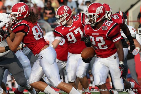 Austin Peay football running backs are averaging 4.8 yards per rush through the first two scrimmages.