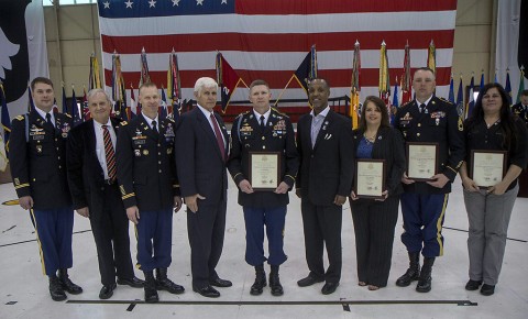 The newest members of the 502nd Infantry Regiment are all smiles during an induction ceremony, here, March 24, 2016. (Staff Sgt. Terrance D. Rhodes, 2nd Brigade Combat Team, 101st Airborne Division (Air Assault) Public Affairs)