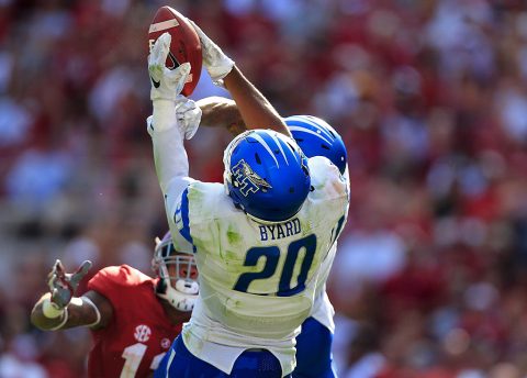 Middle Tennessee safety Kevin Byard (20) was taken by the Tennessee Titans with the 64th overall pick of the NFL Draft. (Marvin Gentry-USA TODAY Sports) Middle Tennessee safety Kevin Byard (20) was taken by the Tennessee Titans with the 64th overall pick of the NFL Draft. (Marvin Gentry-USA TODAY Sports)