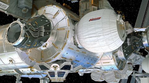 This artist’s concept depicts the Bigelow Expandable Activity Module attached to the International Space Station’s Tranquility module. (Bigelow Aerospace)