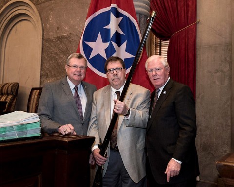 From Left, Rep. Curtis Johnson, Rep. Art Swann (holding rifle) and right is Rep. Charles Sargent.