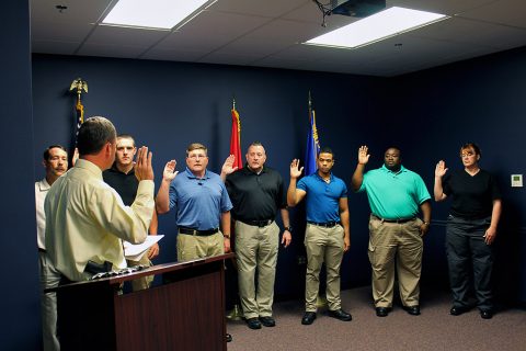 On Monday, May 2nd, Montgomery County Sheriff John Fuson conducted a swearing in ceremony for seven new deputies.