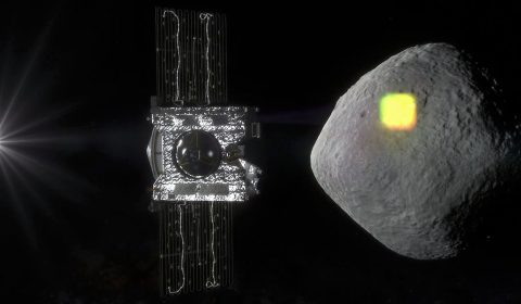 The mapping of the near-Earth asteroid Bennu is one of the science goals of NASA’s OSIRIS-REx mission, and an integral part of spacecraft operations. The spacecraft will spend a year surveying Bennu before collecting a sample that will be returned to Earth for analysis. (NASA/Goddard/University of Arizona) The mapping of the near-Earth asteroid Bennu is one of the science goals of NASA’s OSIRIS-REx mission, and an integral part of spacecraft operations. The spacecraft will spend a year surveying Bennu before collecting a sample that will be returned to Earth for analysis. (NASA/Goddard/University of Arizona)