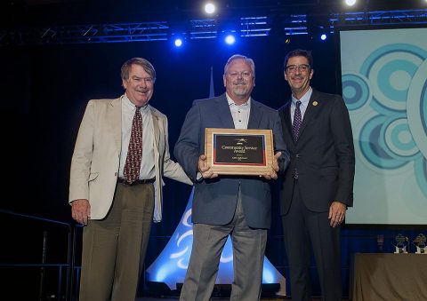 General Manager of CDE Lightband Brian Taylor accepting the American Public Power Association Community Service Award.