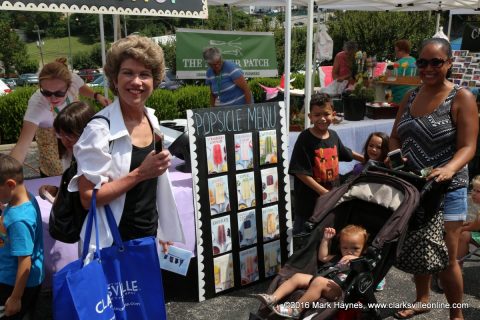 City of Clarksville Mayor Kim McMillan shopping at the Downtown Market.