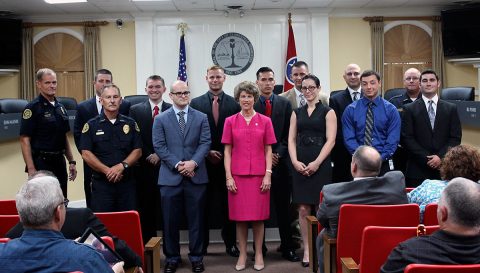 Clarksville Mayor Kim McMillian swore in 10 new Clarksville Police Officers Friday. Clarksville Mayor Kim McMillian swore in 10 new Clarksville Police Officers Friday.