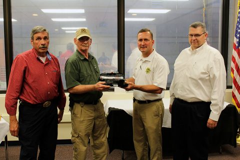 Asst Chief Douglas Tackett, Sgt Earl Mullins, Sheriff John Fuson, Chief John Smith