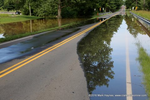 High water forces the closure of Dunbar Cave Road Friday.