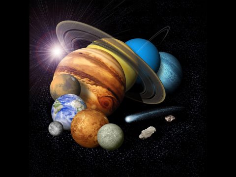 Montage of planets. (NASA/JPL)