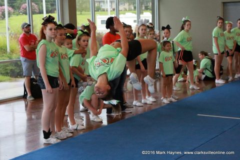 Infinity Cheer Tennessee did tumbling and gymnastic exhibitions at Clarksville's SportsFest.