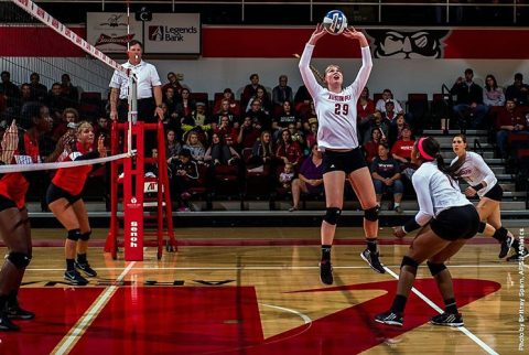 Austin Peay Volleyball defeats Troy in straight sets Saturday morning at DoubleTree Hotel Buccaneer Challenge. (APSU Sports Information)