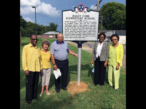 Clarksville Mayor Kim McMillan joined members of the Bailey Cobb Elementary Historical Committee on Saturday for the unveiling of a historical marker at the school site.