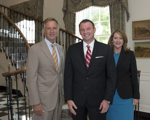 Montgomery County Health Department Director Joey Smith honored with Governor Haslam’s Excellence in Service Award. (L to R) Tennessee Governor Bill Haslam, Joey Smith and First Lady Crissy Haslam.