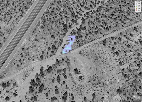 An example of a methane plume observation by NASA's AVIRIS-NG spectrometer instrument. This plume was confirmed by JPL's ground team to be caused by a leaking pipeline. The leak was reported to the pipeline operating company, which shut down the pipeline and repaired it. (NASA/JPL-Caltech)