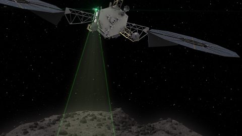 This graphic depicts the Asteroid Redirect Vehicle conducting a flyby of its target asteroid. During these flybys, ARM would come within 0.6 miles (1 kilometer), generating imagery with resolution of up to 0.4 of an inch (1 centimeter) per pixel. (NASA )