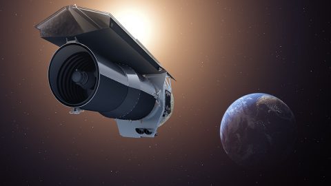 This artist's concept shows NASA's Spitzer Space Telescope. Spitzer begins its "Beyond" mission phase on Oct. 1, 2016. The spacecraft is depicted in the orientation it assumes to establish communications with ground stations. (NASA/JPL-Caltech) This artist's concept shows NASA's Spitzer Space Telescope. Spitzer begins its "Beyond" mission phase on Oct. 1, 2016. The spacecraft is depicted in the orientation it assumes to establish communications with ground stations. (NASA/JPL-Caltech)