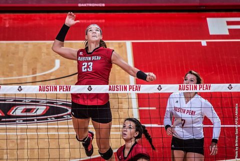 APSU's Kaitlyn Teeter has 19 kills in Volleyball team loss to Saint Louis Billikens. (APSU Sports Information)