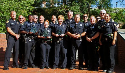 Clarksville Police Chief Al Ansley, Lt Phil Ashby (Traffic Unit Supervisor), Sgt Johnny Ransdell (Traffic Unit Sgt), Sgt Bret Norfleet (Traffic Unit Sgt), and the CPD Traffic Unit Team.