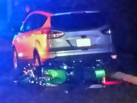 On Monday, September 4th a motorcycle collided with a parked vehicle. On Monday, September 4th a motorcycle collided with a parked vehicle.